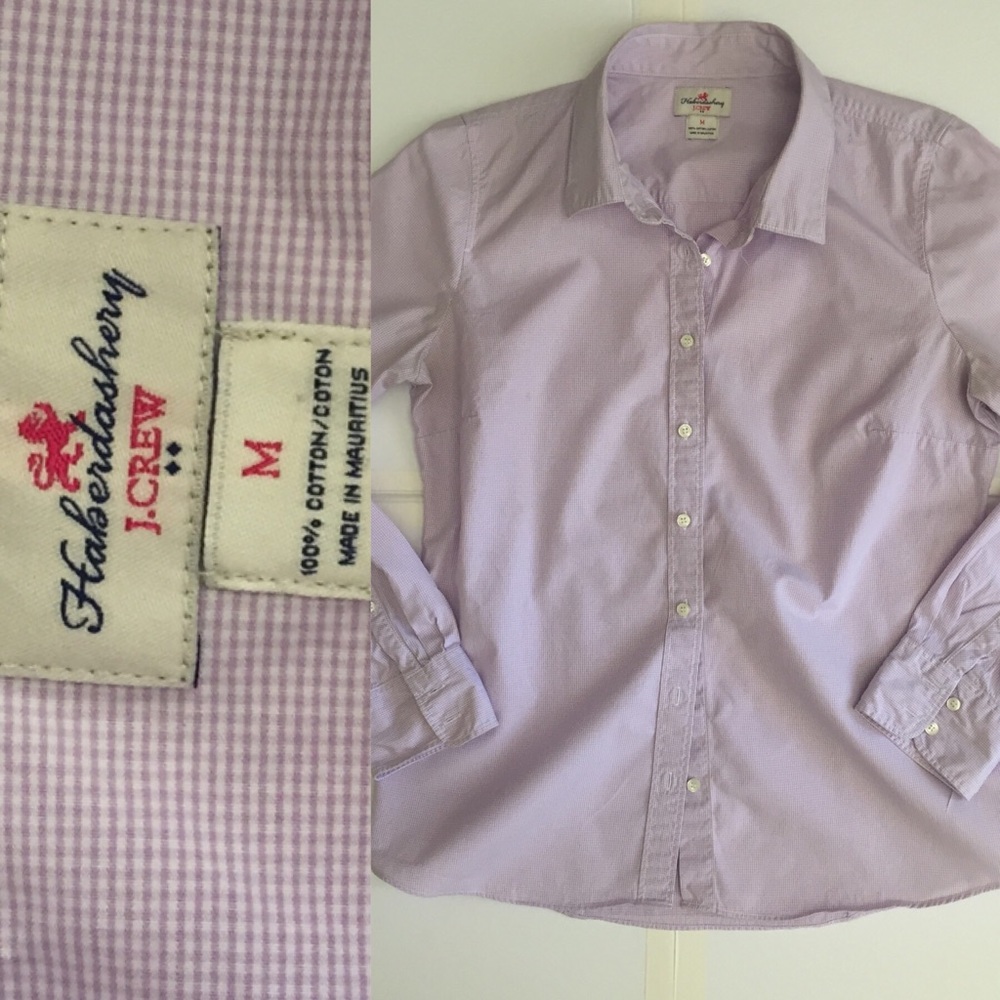 COPY - J. Crew Lilac Check Oxford Sz. M